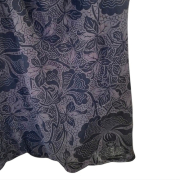 Vintage Y2K Express Cap Sleeve Floral Scoop Neck Sheer Arm. Sz. L - Picture 2 of 5